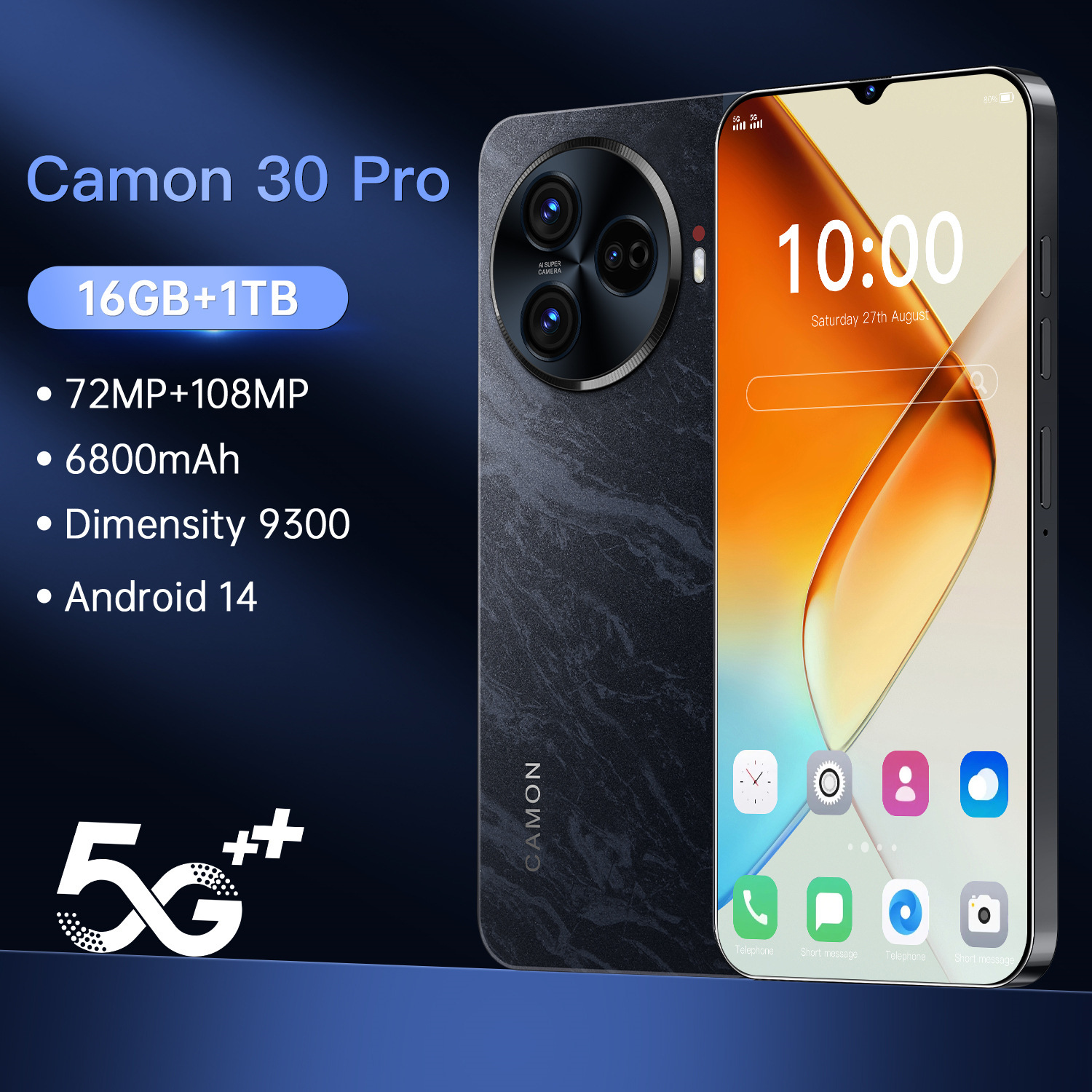 跨境C30智能手机7.3大屏安卓16+1T外贸手机源头工厂价可代发