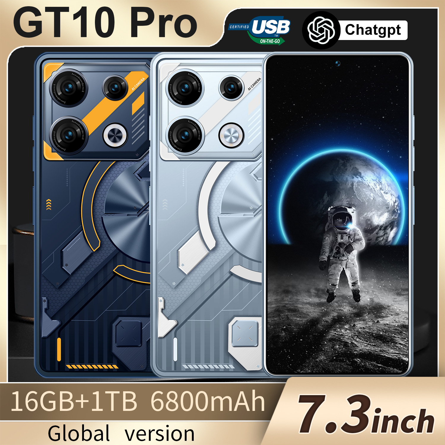 跨境专供智能手机GT10 Pro安卓7.3寸大屏16+1TB源头工厂直销价